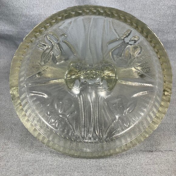 Depression Glass Jeannette Clear Iris & Herringbone Antique Double Candle Holder - Picture 3 of 4